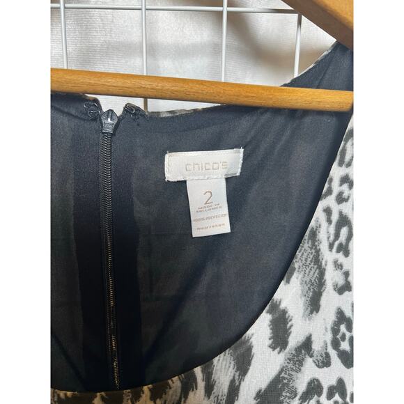 Chico's Gray Chiffon Animal Print Maxi Tank Dress 2 - Picture 2 of 7